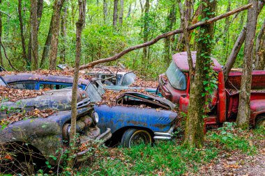 Ormanda Kamyon ve Arabalar Parçalandı