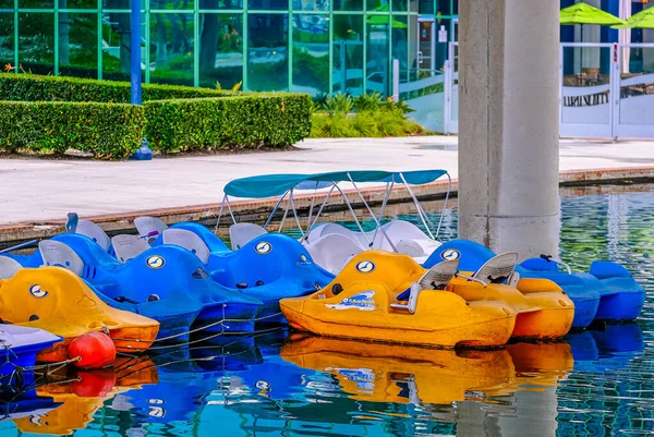 Orange and Blue Paddle Boats — Stock Photo, Image