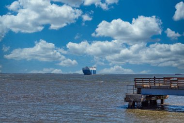 Brunswick Limanı 'nda büyük bir konteyner gemisi.