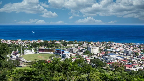 Rosseau Dominica Cricket a Hegytetőről — Stock Fotó