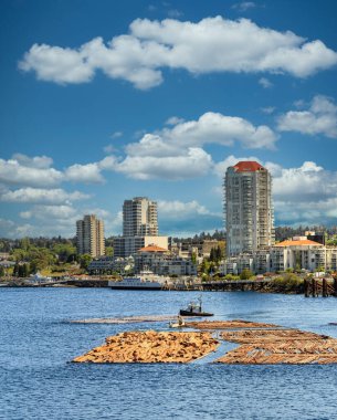 Nanaimo Limanı, British Columbia 'daki seyir defterleri nehrin aşağısına gönderilmeye hazırlanıyor.