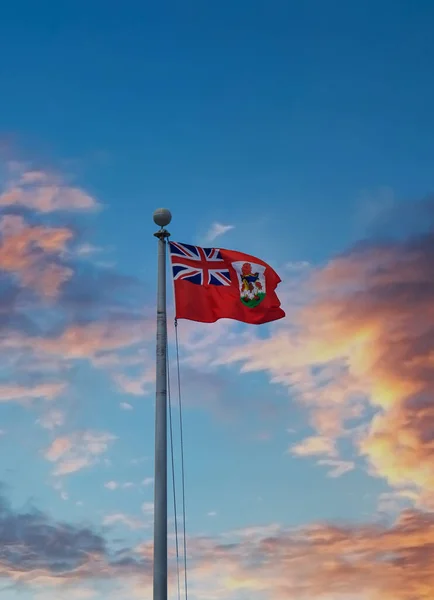 Bandiera Delle Bermuda Sul Cielo Del Tramonto — Foto Stock