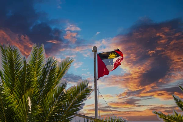 Flag of Antigua at Sunset — Stock Photo, Image