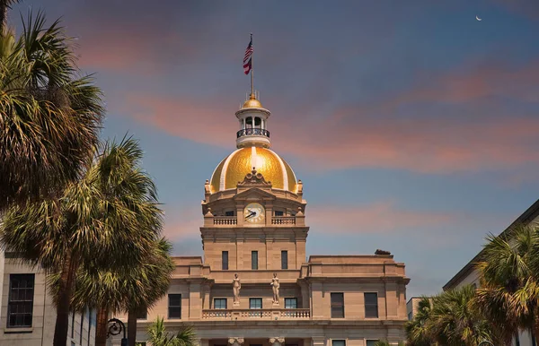 Savannah City Hall at Dusk — Stock Photo, Image