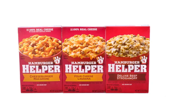 Trois boîtes de Hamburger Helper — Photo