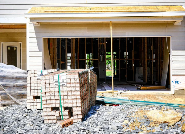Bricks at New Home Construction — Stock Photo, Image