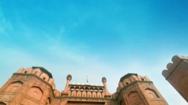 Lal Qila - Delhi, Hindistan kırmızı kale mimari detay. 4 k görüntüleri video.