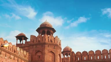Hindistan seyahat turizm arka plan - kırmızı kale (Lal Qila) Delhi - dünya mirası. 4 k görüntüleri video.