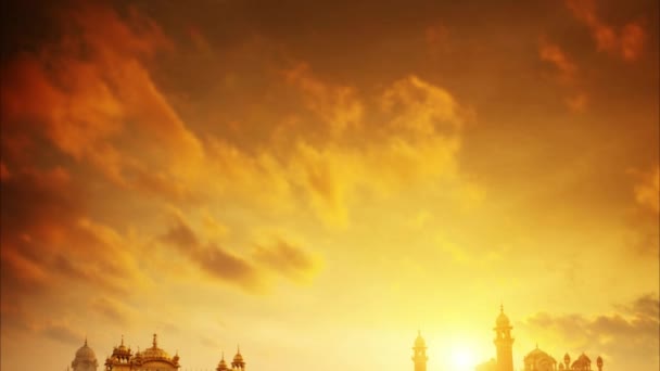 Pôr Sol Dourado Templo Dourado Amritsar Punjab Índia Imagens Vídeo — Vídeo de Stock