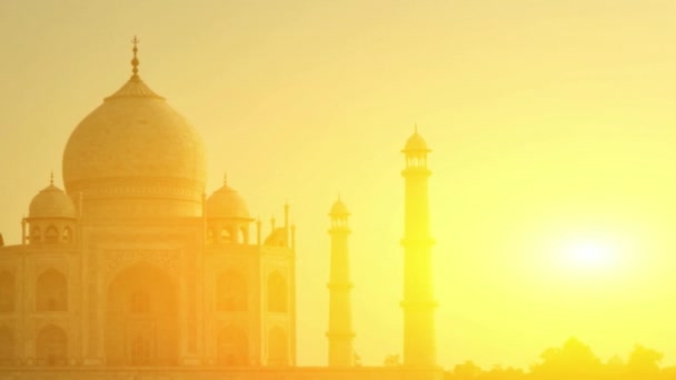 Vista Atardecer Del Taj Mahal Agra Uttar Pradesh India Metraje — Vídeos de Stock