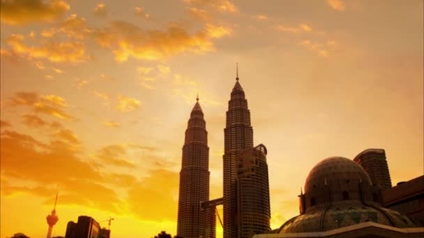 Vista Atardecer Del Horizonte Kuala Lumpur Malasia Metraje Vídeo Panorámica — Vídeos de Stock