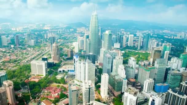 Daytime Aerial View Blue Sky Kuala Lumpur Skyline Capital City — Stock Video