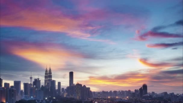 Hoofdstad Van Maleisië Kuala Lumpur Stad Skyline Zonsondergang Beelden Video — Stockvideo