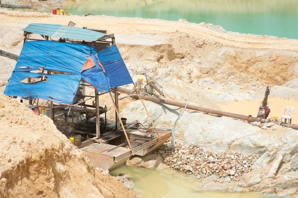 Arrastre Barco Agua Cantera Arena Sudeste Asiático — Foto de Stock