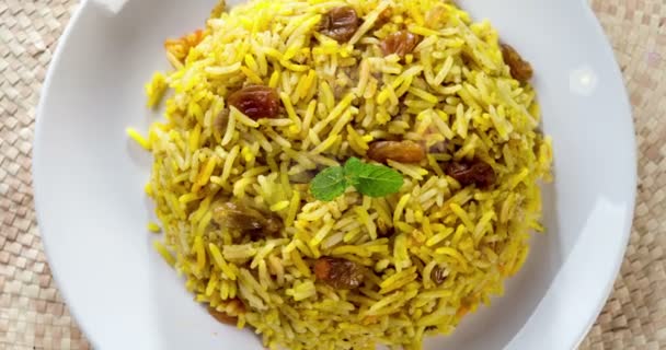 Arabische Rijst Ramadan Voedsel Midden Oosten Meestal Opgediend Met Tandoori — Stockvideo