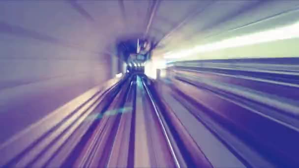 在马来西亚吉隆坡的一条隧道里 快速的地下列车行驶 Timelapse — 图库视频影像