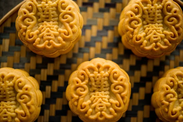 Traditional Baked Moon Cakes Offered Friends Family Mid Autumn Festival — Stock Photo, Image