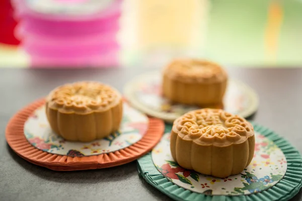 Mooncakes Είναι Παραδοσιακά Γλυκά Τρώγονται Κατά Διάρκεια Στα Μέσα Του — Φωτογραφία Αρχείου