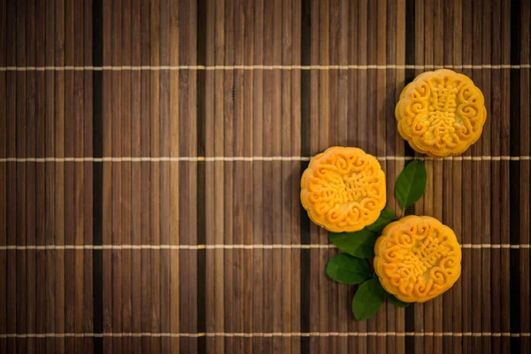 Mooncakes Traditional Pastry Eaten Mid Autumn Festival Flatlay Table Top — Stock Photo, Image