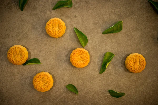 Traditional Baked Moon Cakes Offered Friends Family Mid Autumn Festival — Stock Photo, Image