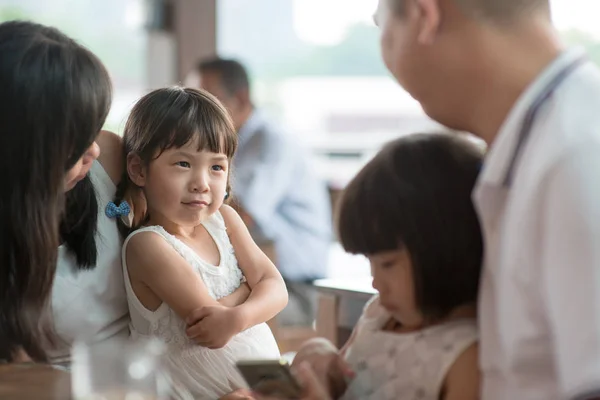 Candid Shoot People Cafeteria Little Girl Various Face Expression Asian — Stock Photo, Image