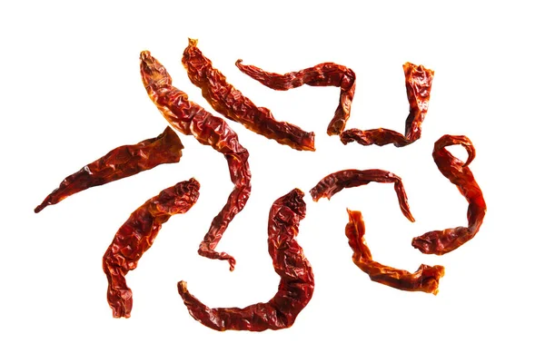 Dried Red Chili Peppers Isolated White Background — Stock Photo, Image