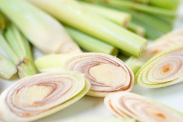 Fresh Green Lemongrass Slices Isolated White Background — Stock Photo, Image