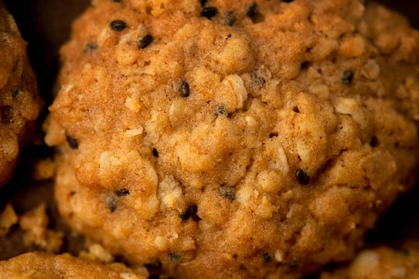 Close Vegan Aveia Chiaseeds Biscoitos Com Luz Natural — Fotografia de Stock