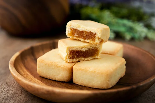 Torta Ananas Una Dolce Pasticceria Tradizionale Taiwanese Contenente Burro Farina — Foto Stock