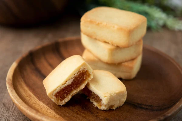 Tort Ananasowy Jest Słodki Tradycyjnych Ciast Tajwański Zawierające Masła Mąki — Zdjęcie stockowe