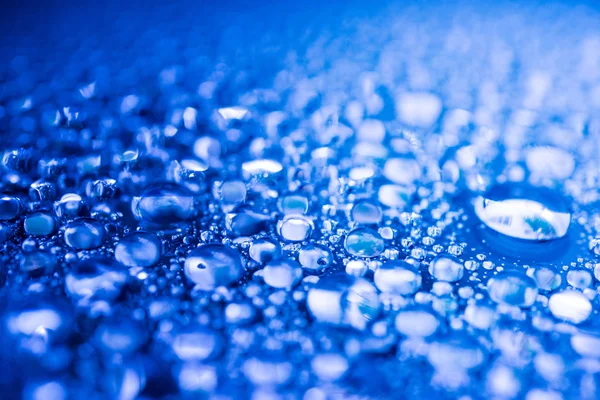 Blauwe Waterdruppels Achtergrond Met Bokeh — Stockfoto