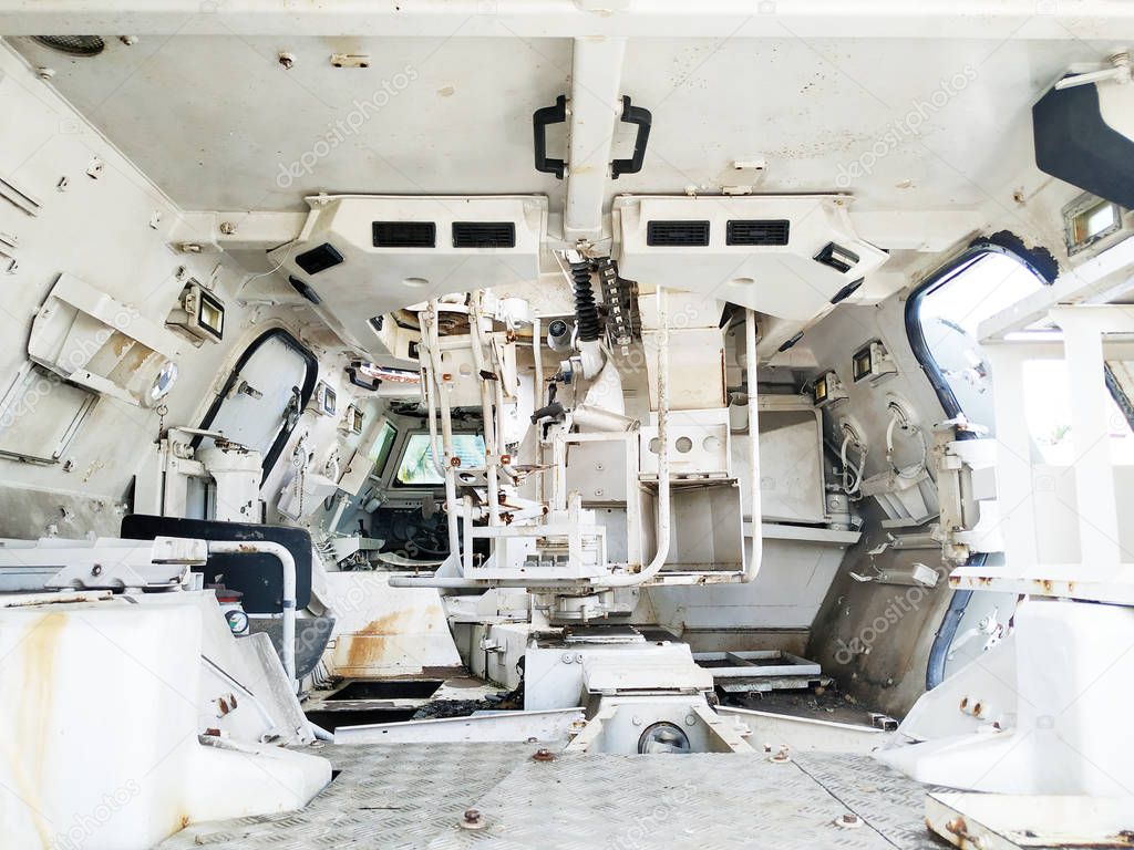 Abandoned rusty tank interior. 