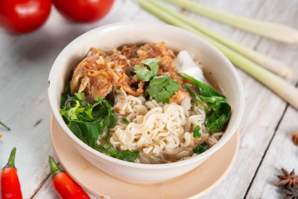Asian Ramen Noodles Soup Chicken Bowl — Stock Photo, Image