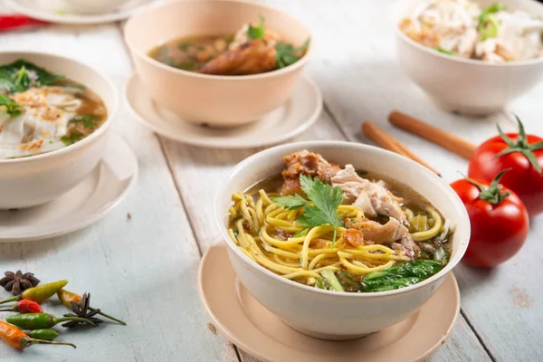 Various Southeast Asian Dishes Noodles Soup — Stock Photo, Image