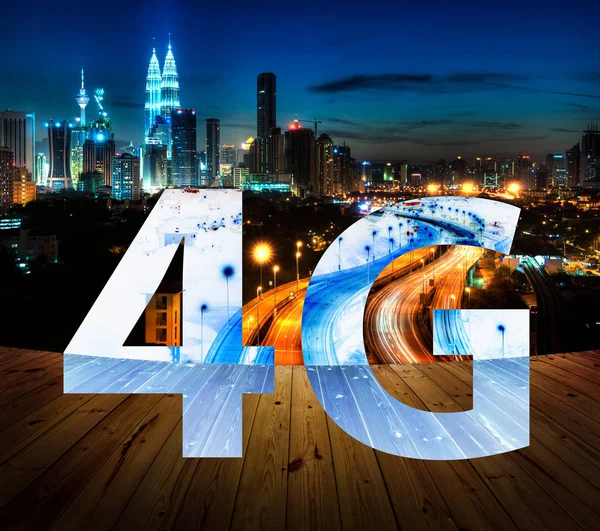 4G text on Kuala Lumpur Malaysia background. — Stock Photo, Image