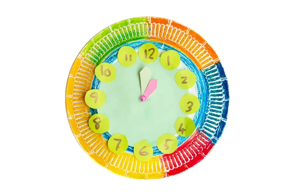 Kleurrijke kind handwerk klok — Stockfoto