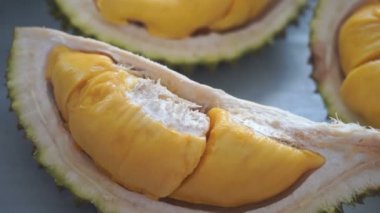 Malezya ünlü meyveler Durian Musang Kral, tatlı altın kremsi eti.