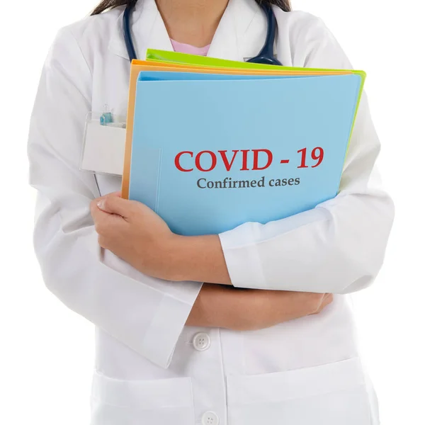 Arzt Mit Coronavirus Covid Bericht Bestätigte Fälle Akte — Stockfoto