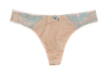 Bej dantelli külot. Beyaz arka plan üzerinde izole