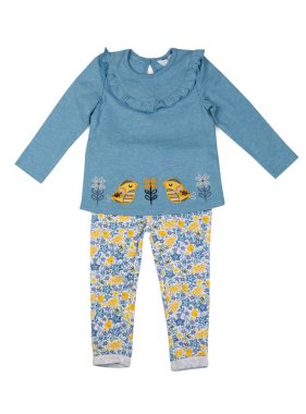 Çocuk giyim kümesi. Beyaz arka plan üzerinde izole