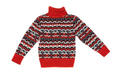Red knitted sweater. Isolate on white background clipart