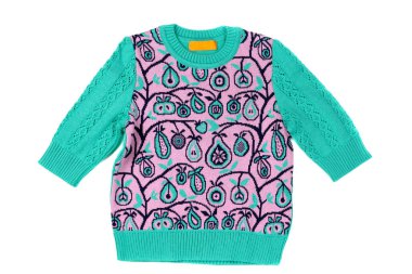 Çocuk örgü kazak. Beyaz arka plan üzerinde izole