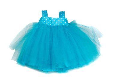  Mavi elbise. Beyaz arka plan üzerinde izole