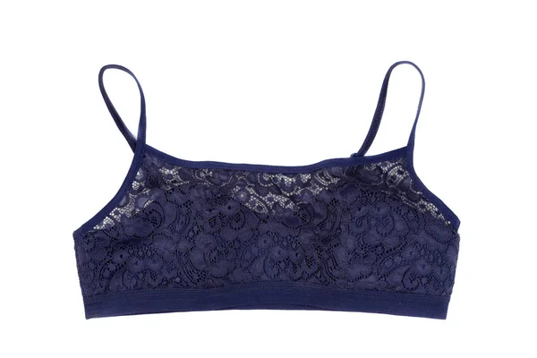 Blue Lace Bra Isolate White Background — Stock Photo, Image