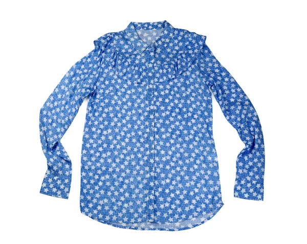 Blauw Shirt Met Sterren Isoleren Witte Achtergrond — Stockfoto