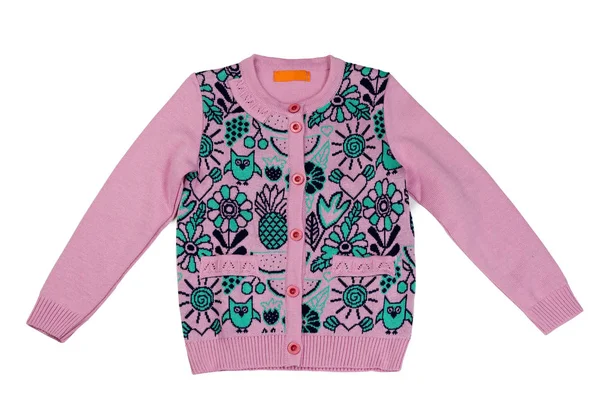 Pull Tricot Rose Pour Enfants Avec Motif Isoler Sur Fond — Photo