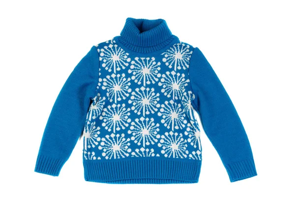 Maglione Blu Maglia Bambini Isolato Sfondo Bianco — Foto Stock