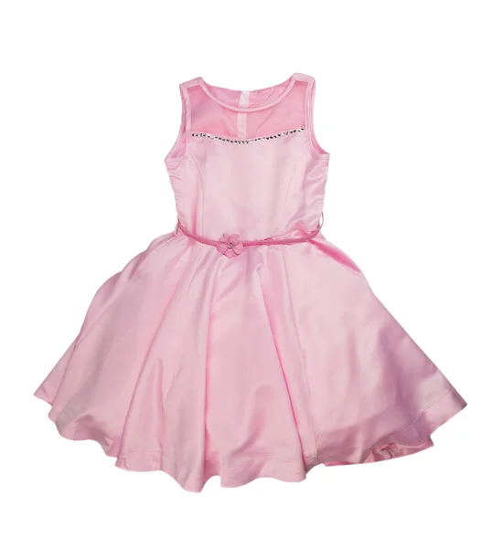 Kinder Elegante Roze Jurk Isoleren Witte Achtergrond — Stockfoto