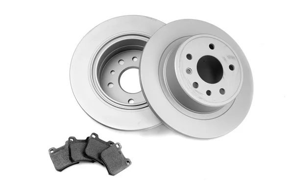 Set Brake Discs Pads Isolate White Background — Stock Photo, Image