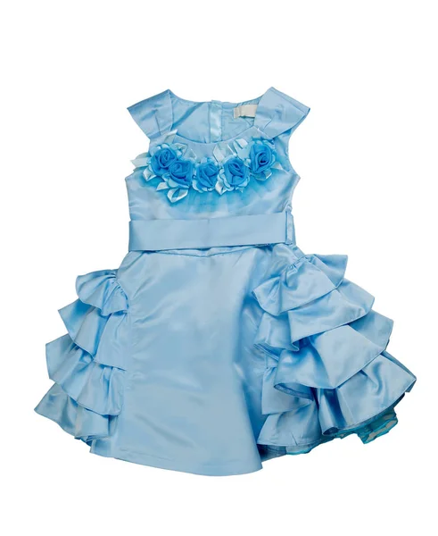 Vestido Azul Para Niños Aislar Sobre Fondo Blanco — Foto de Stock
